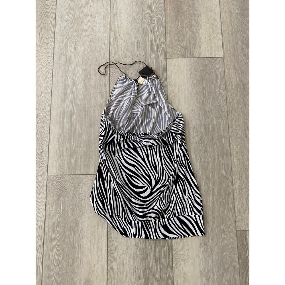 Vintage Y2K Zebra Print Shell Detail Halter Top Size Large - Picture 4 of 6